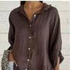 Spring New Cotton Linen Shirt with Back Tie Design, Women’s Casual Blouse