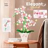 Wei Le 2138 Rich Golden Orchid: Everlasting Flower Building Blocks Compatible with LEGO - Potted Plant Desktop Ornament