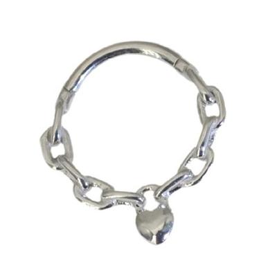 Trendy Heart Chain Septum Piercing Jewelry Surgical Stainless Steel Nose Rings for Women and Girls or Silver 8/10MM