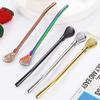 Colorful 304 Stainless Steel Tea Drinking Straws Spoon Yerba Mate Tea Filter Reusable Metal Kitchen Bar Milk Tea Stirring Spoon