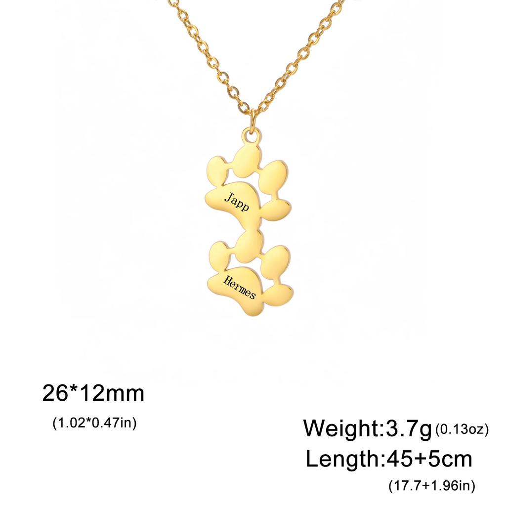 Xiaomi Custom Name Paw Pendant Necklace Personalized Engraved Letter Necklaces for Women Stainless Steel Tiny Dog Paw Jewelry
