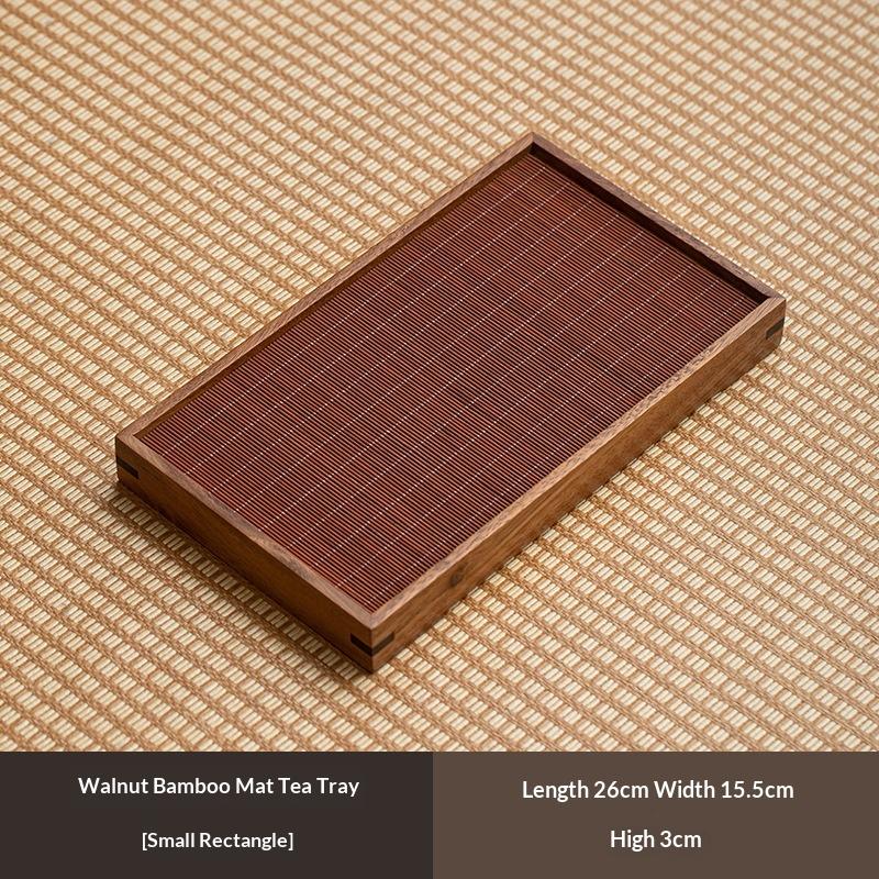 Walnut Wood Bamboo Tea Tray - Chinese Style Minimalist Rectangular Tea Table - Zen-inspired Home Tea Serving Tray