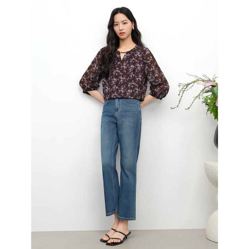 JUZUI Damen Sommer-Chiffonbluse mit Blumenmuster 2025