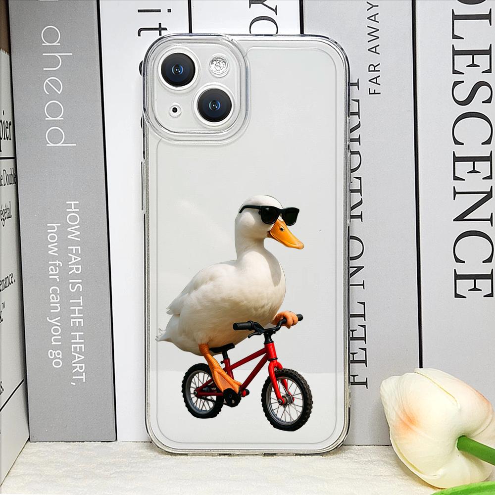 Funny Cartoon Fighting Duck Chicken Clear Phone Cases for iPhone 17 16 15 14 13 12 11 Pro Max XR 8 7 Plus 13 12 Mini Soft Cover