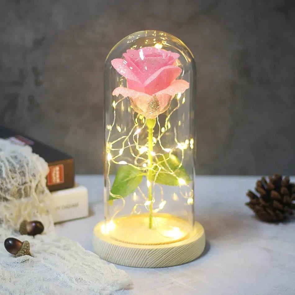 Beauty And The  Rose Energy-Saving Rose Gift Light Up Rose Artificial For Birthday Anniversary Weddings