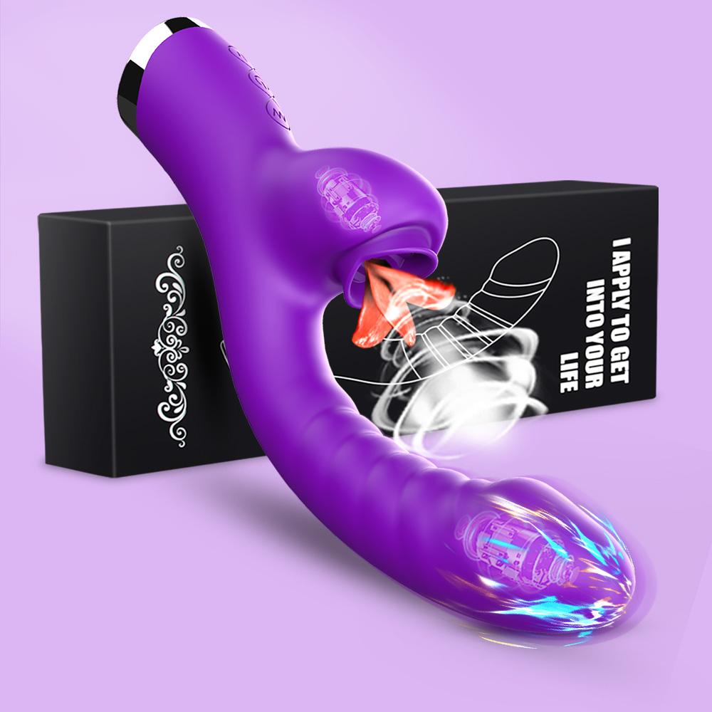 3 In 1 Clit Licking Dildo Vibrator for Women with Anal Beads Clitoris G Spot Anus Stimulator Vibrator Couple Sex Toy Adult Goods