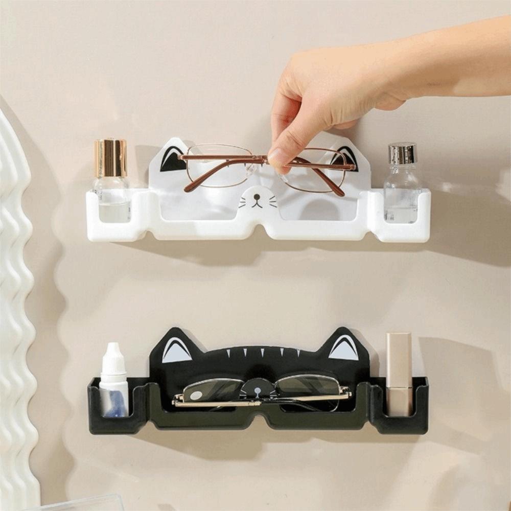 3 Pieces Plastic Glasses Storage Box Self-adhesive Punch-free Sunglasses Storage Holder Easy To Install Cute