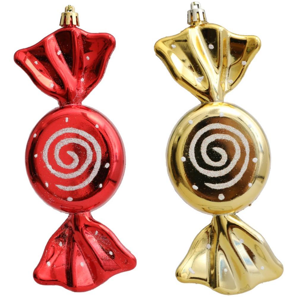 2, Christmas large flat candies, decorative pendants, Christmas tree ornaments, electroplated plastic painted candy ornaments
