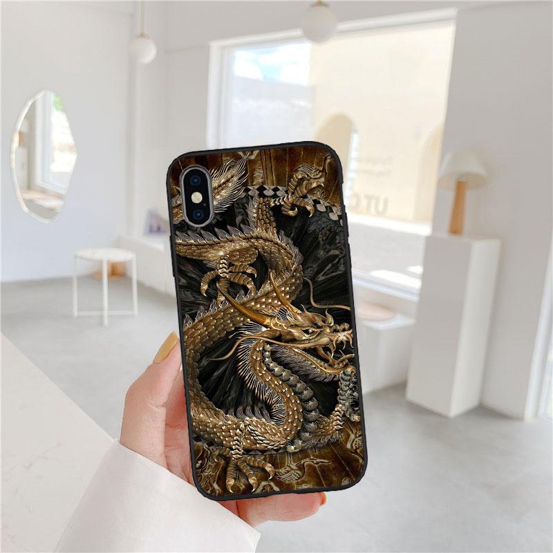 LO25 Chinese Dragon Soft Shell Phone Case for iPhone SE X XS XR 11 16E 17 Pro Max Air 8 7 6 6s Plus