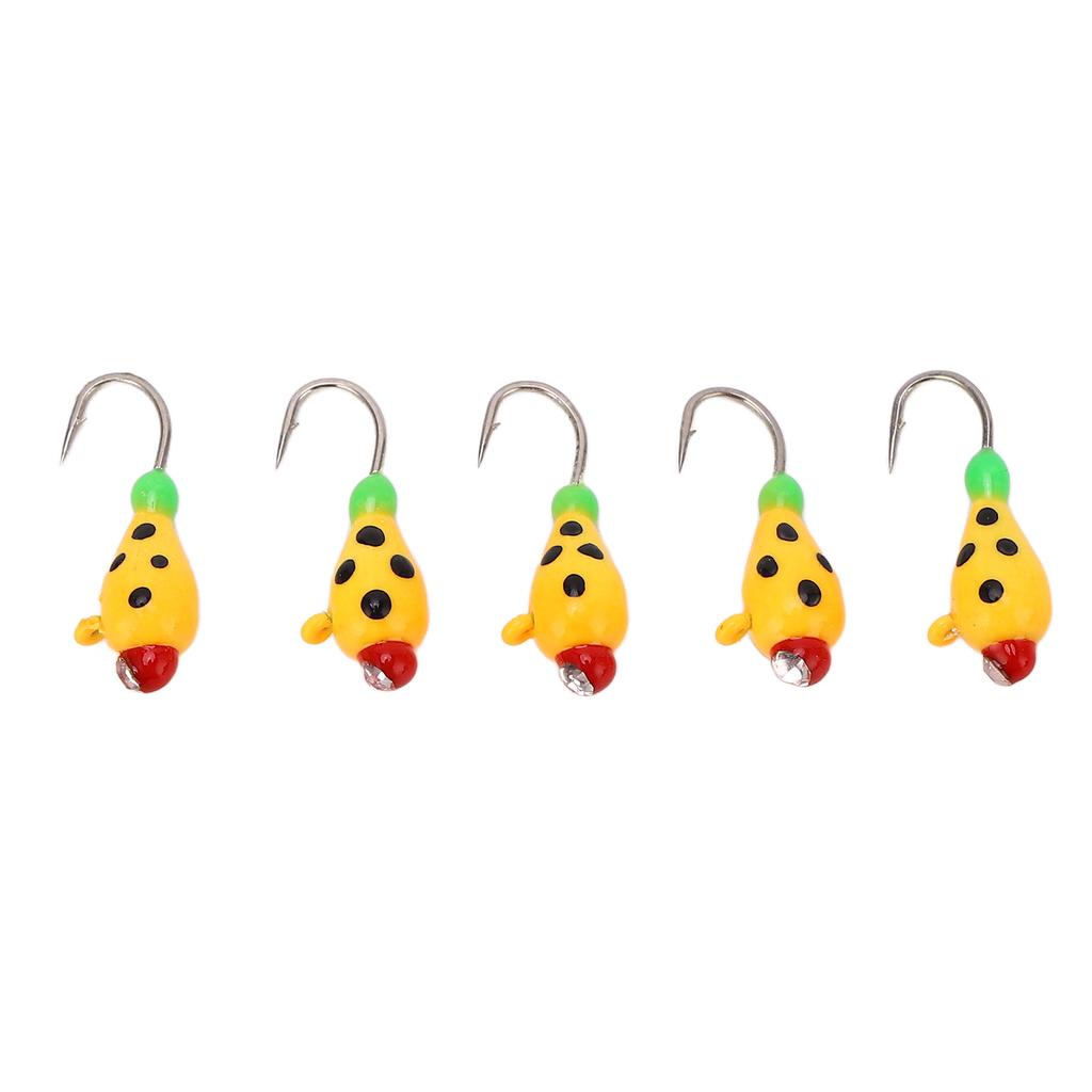 5 Pcs Ice Fishing Hooks High Carbon Steel Fishing Jigs Kit Winter Fishing Lures Head for Outdoor