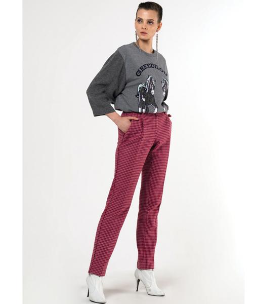 GREEDILOUS Pink Houndtooth Check Trousers