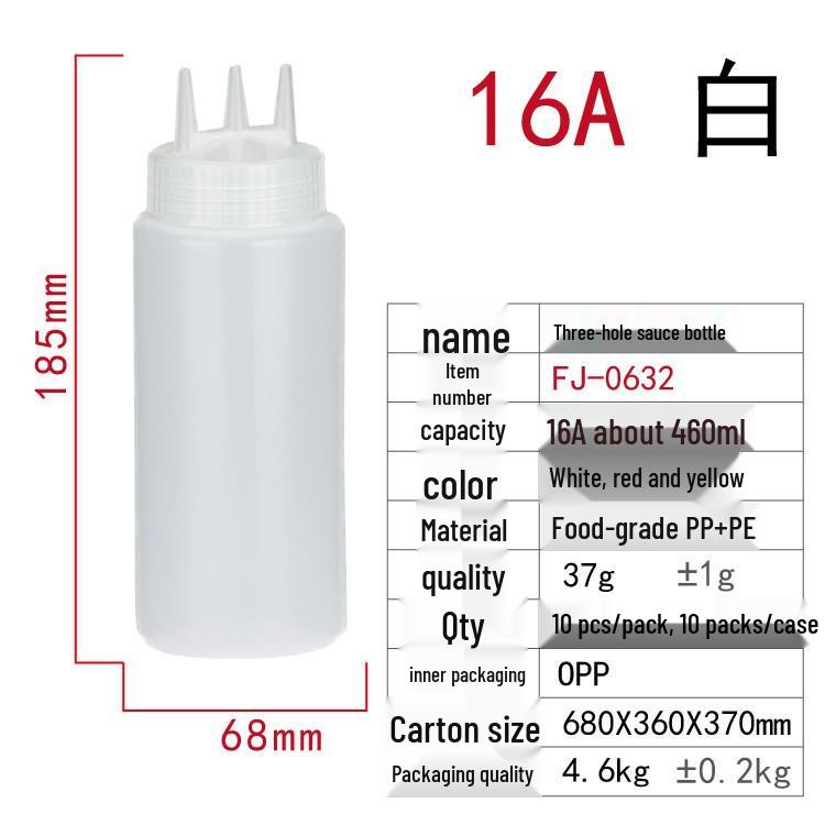Single-Hole & Three-Hole Squeeze Sauce Bottle: Ideal for Sauces, Jams, and Salad Dressings with a Pointed Spout Design.