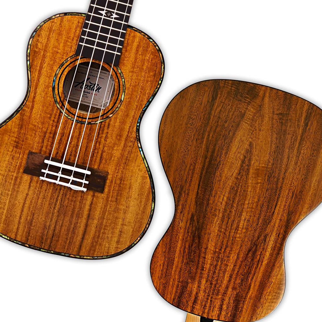 Aostin Austin Ukulele Concert Size Hawaiian Core Slotted Head AC100 Set Including Domestic Instruction Chord Gig (8-piece Warranty, Tuner, Book,