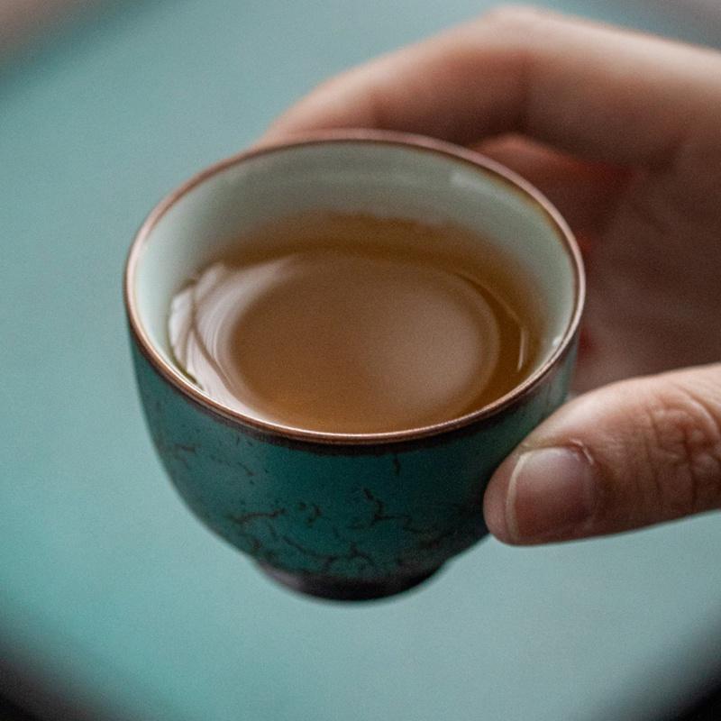 40ml Turquoise Green Japanese Ceramic Tea Cup Vintage Celadon Kiln Change Kung Fu Tea Set