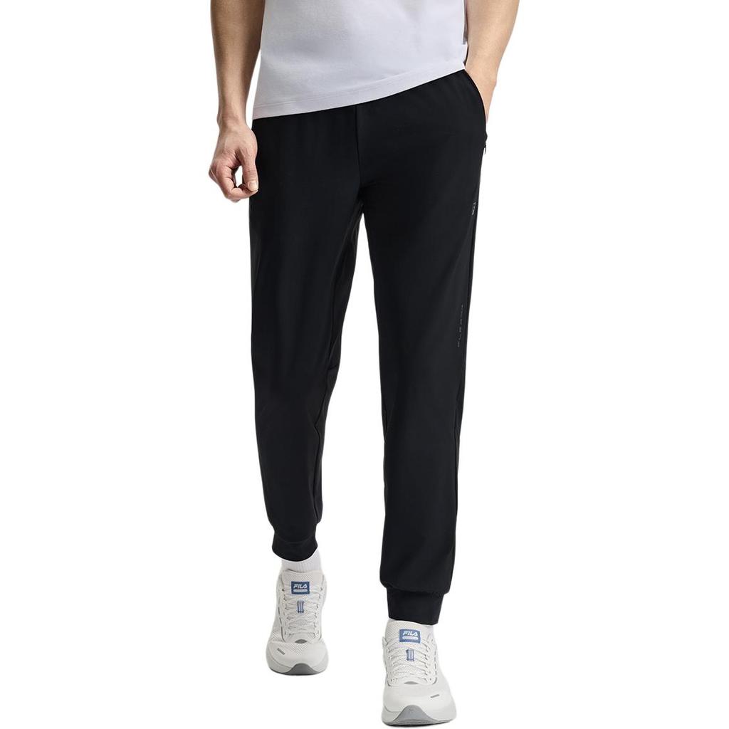 Fila Fitness Simple Comfortable Versatile Mid-Waist Tapered Knit Sports Pants Men Bottoms Deep-Black A11M521608FBK