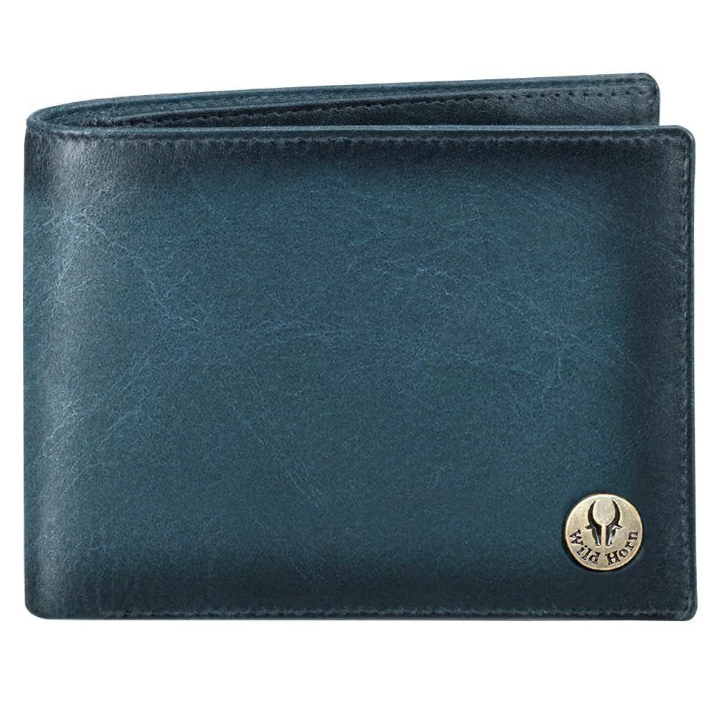 WildHorn Leather Wallet, Keychain & Pen Combo I Gift Hamper for Men (Blue Crunch)