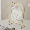 Iron Art Vanity Mirror Iron Frame Desktop Stand Mirror Beauty Nordic Makeup Mirror  Household