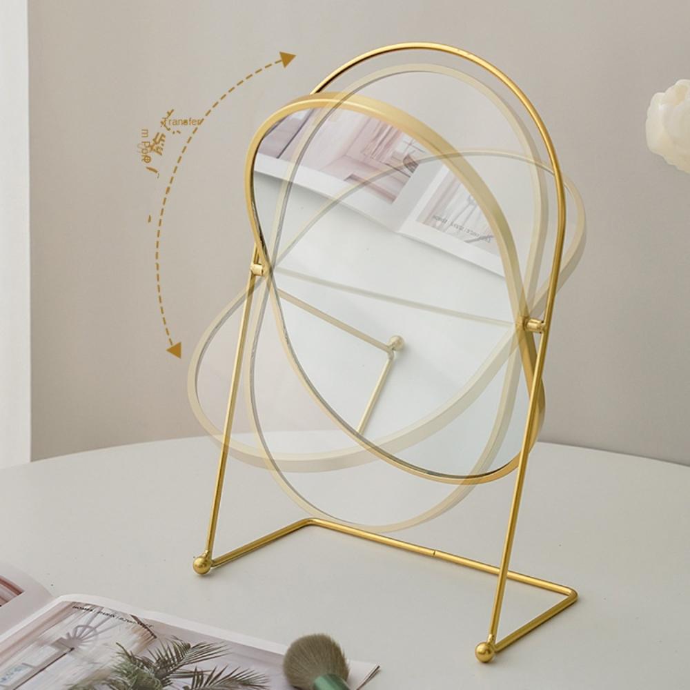 Iron Art Vanity Mirror Iron Frame Desktop Stand Mirror Beauty Nordic Makeup Mirror  Household