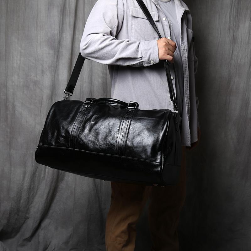 NZPJ Genuine Leather Men Travel Bag Natural Cowhide Handbag Casual Crossbody Bag Large Capacity Luggage Bag  For 16 inch laptop