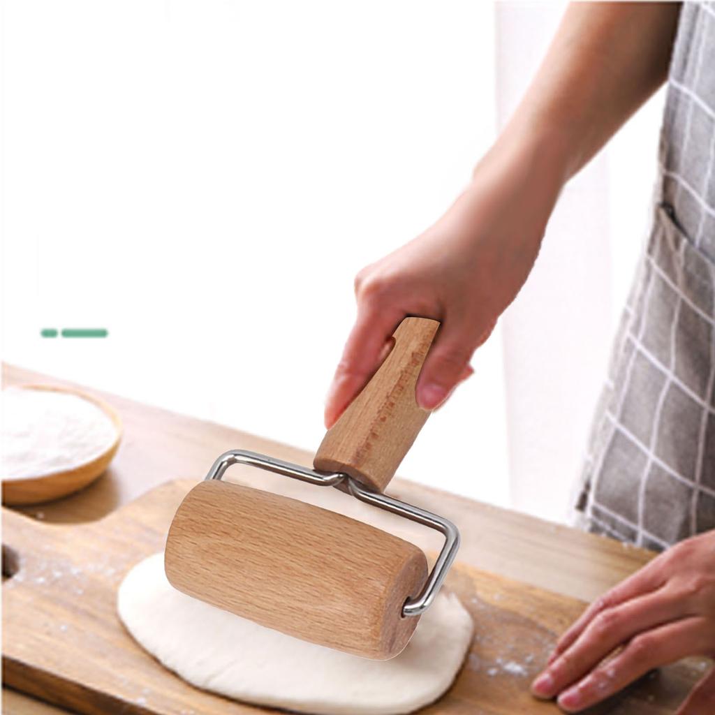 Small Dough Baker Roller Small Wooden Rolling Pin Non Stick for Pizza Baking Home Kitchen Utensils Pizza Roller