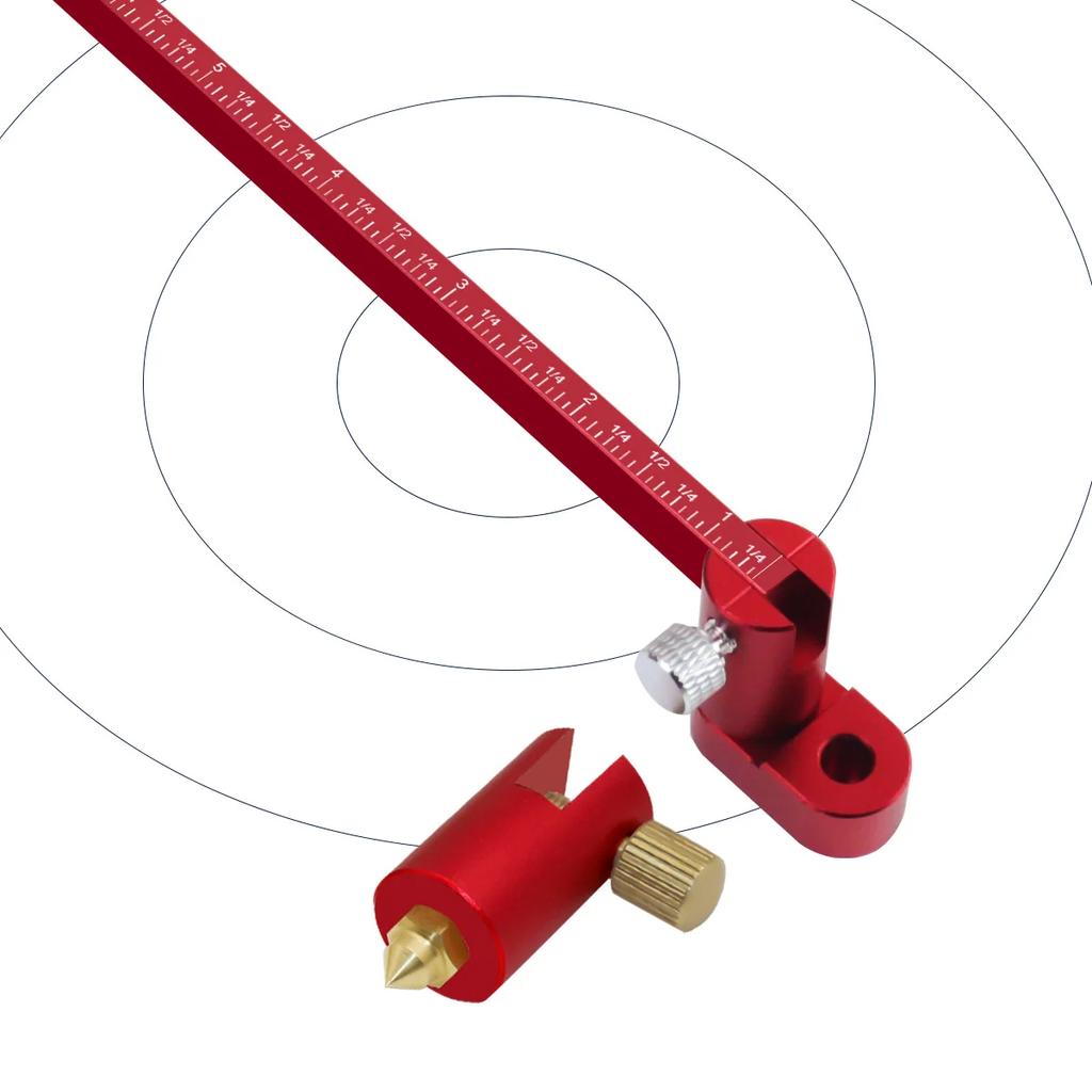Metrisch & Zoll Zirkelreißer Mittelpunktfinder, Verstellbarer Zeichenkreislineal, Holzbearbeitung Festpunkt-Kreislinienmarkierungslehre