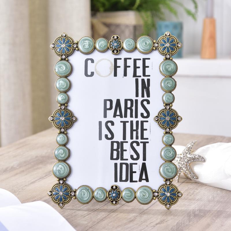 

Retro Metal Gem Photo Frame Handmade Creative Wedding Desktop Photo Storage Display Crafts Decoration Photo Frames for Picture 4 inch