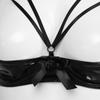 Kadın İnce Bantlı Açık Kup Patent Deri Fiyonklu Tel Destekli Sütyen Üstleri Ayarlanabilir Omuz Askılı Sütyen