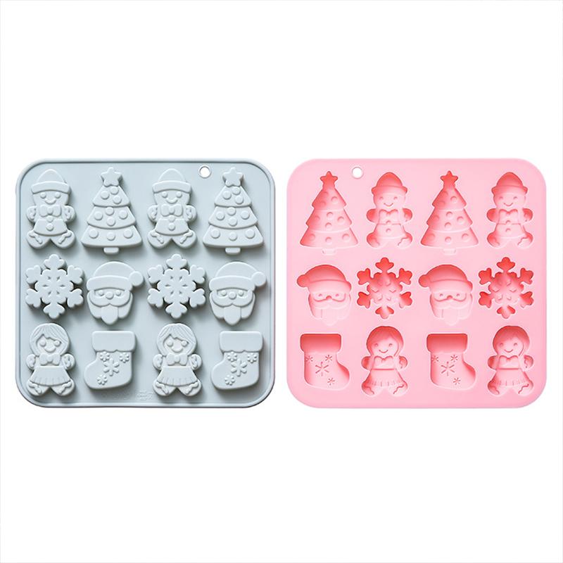 Christmas Silicone Molds Gingerbread Man Santa Claus And Sock-Shaped Baking Molds Perfect For Christmas Party Desserts