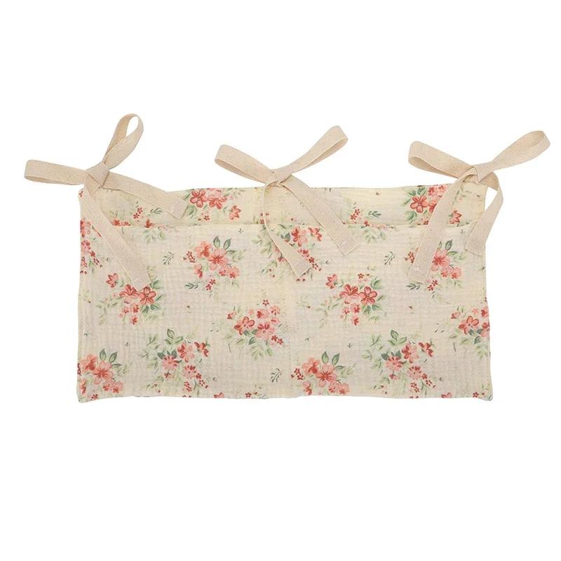 Baby Crib Storage Bag Cotton Double Pouch Newborn Bed Headboard Organizer for Kids Baby Bedding Diaper Toys Bag