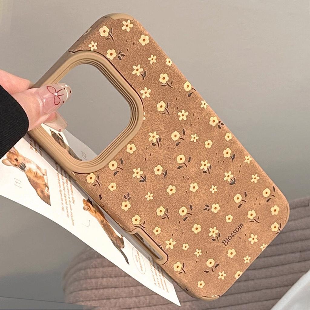 Small Niche Simple Brown Background Full Screen Floral for Apple 17 Autumn and Winter Mobile Phone Case 15 Protective Cover 1413 Female Case