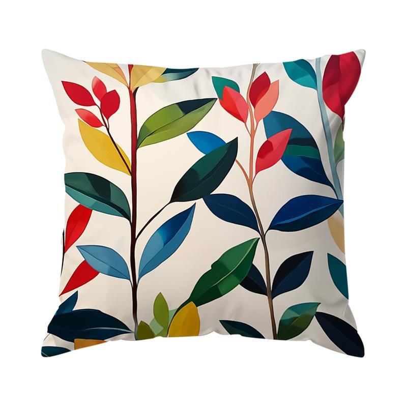 Home Decor Colorful Leaf-Patterned Digital Print Pillow Covers Pattern Cushion Cover Suitable For Sofa Bedroom Car Pillow Cover