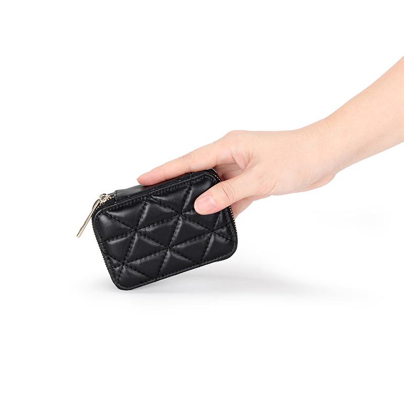 Ladies Genuine Leather Lipstick & Cosmetic Bag with Mirror, First Layer Cowhide, Small Zippered Storage, Versatile and Portable