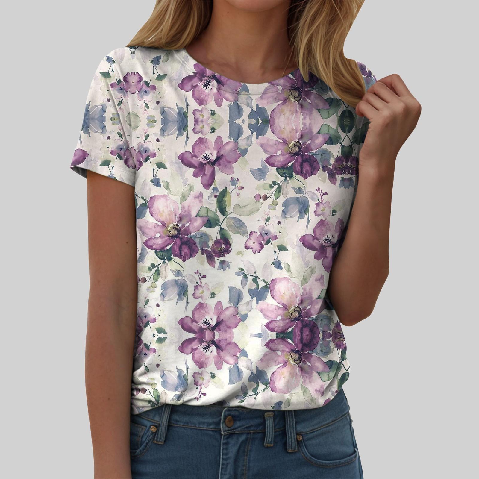 

Women s Top Fashion Versatile Short Sleeve Casual Simple T-Shirts Women’s 6XL фіолетовий