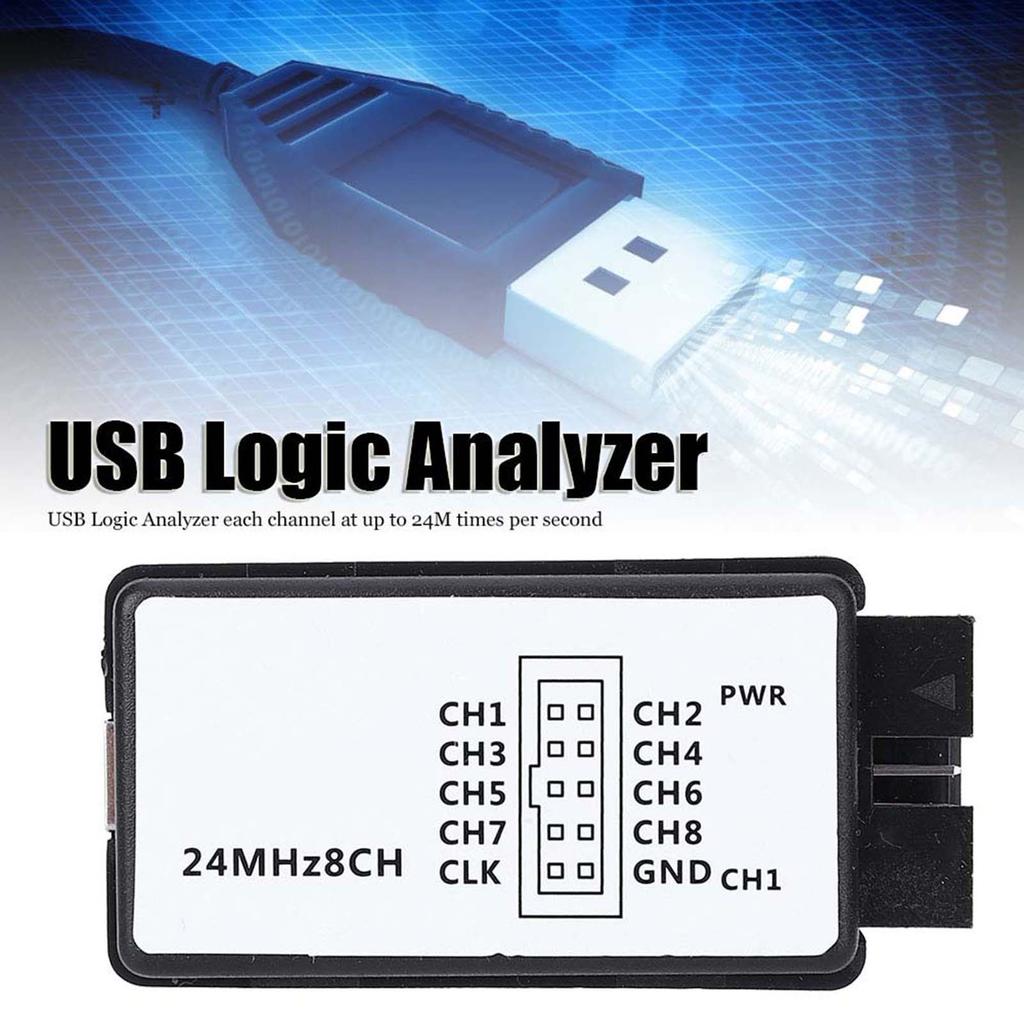 USB Logic Analyzer Device Set Mini Digital Pocket Size 8 Channel Input Memory 24MHz
