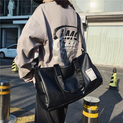 Men's Large Capacity PU Shoulder Bag Korean Version Cool Girl Travel Crossbody Students Sports Fitness Luggage Handbag