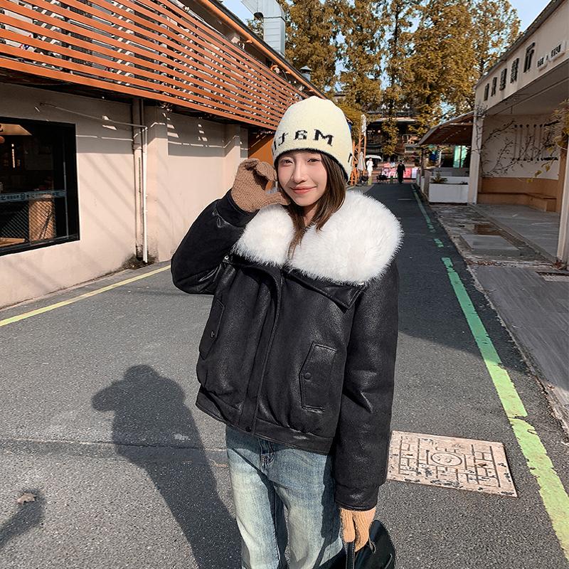 

Осень Зима Утолщенная Теплая Парка Женская Повседневная Однотонная Большой Карман Свободная Короткая Куртка Верхняя Одежда XXL чёрный