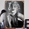 Classic Marilyn Monroe Black and White Smile Portrait Retro Metal Tin Sign Wall Art for Living Room Bedroom Bar Home Decor