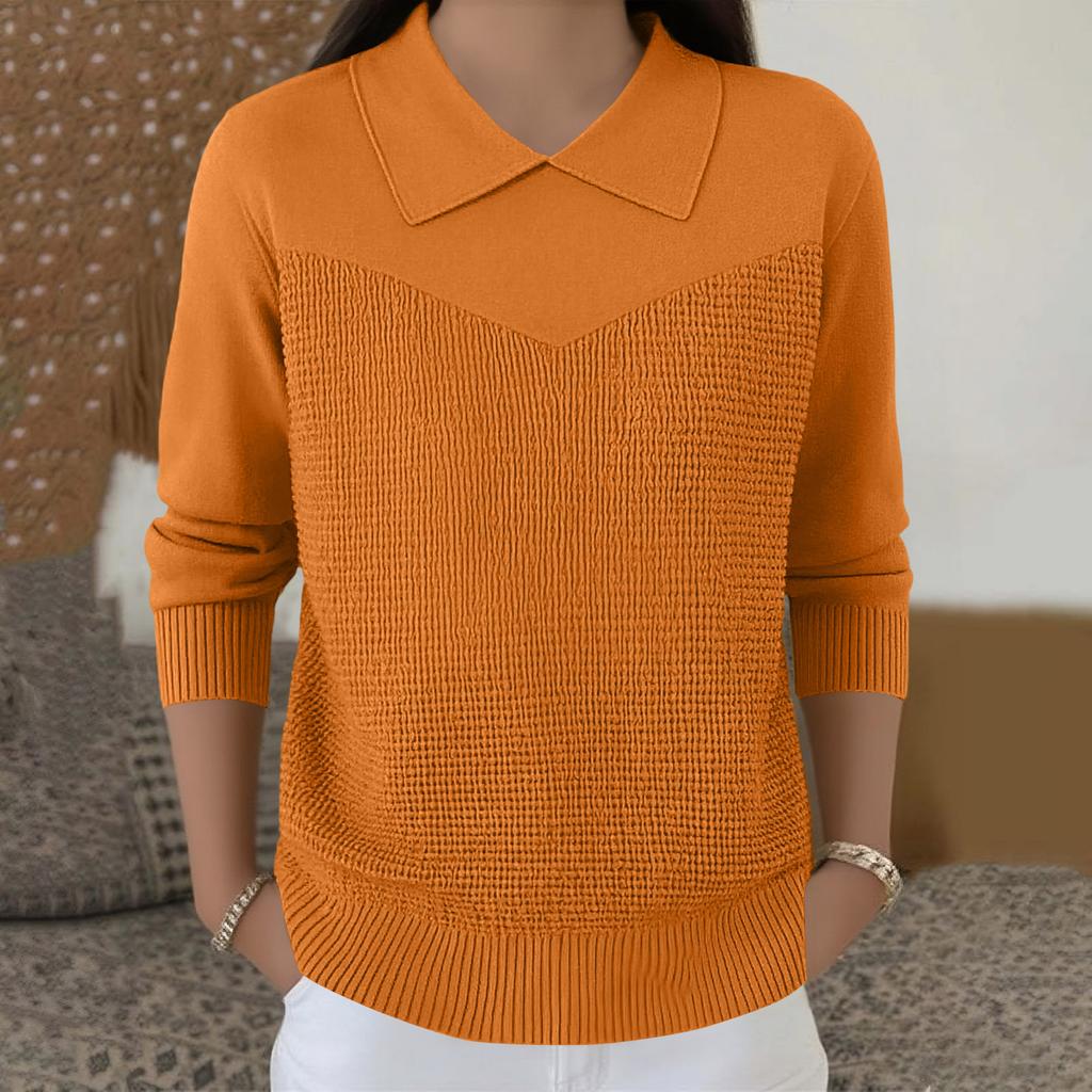 Damen Lässiger und Modischer Langärmliger Gestrickter Einfarbiger Oberteil-Pullover
