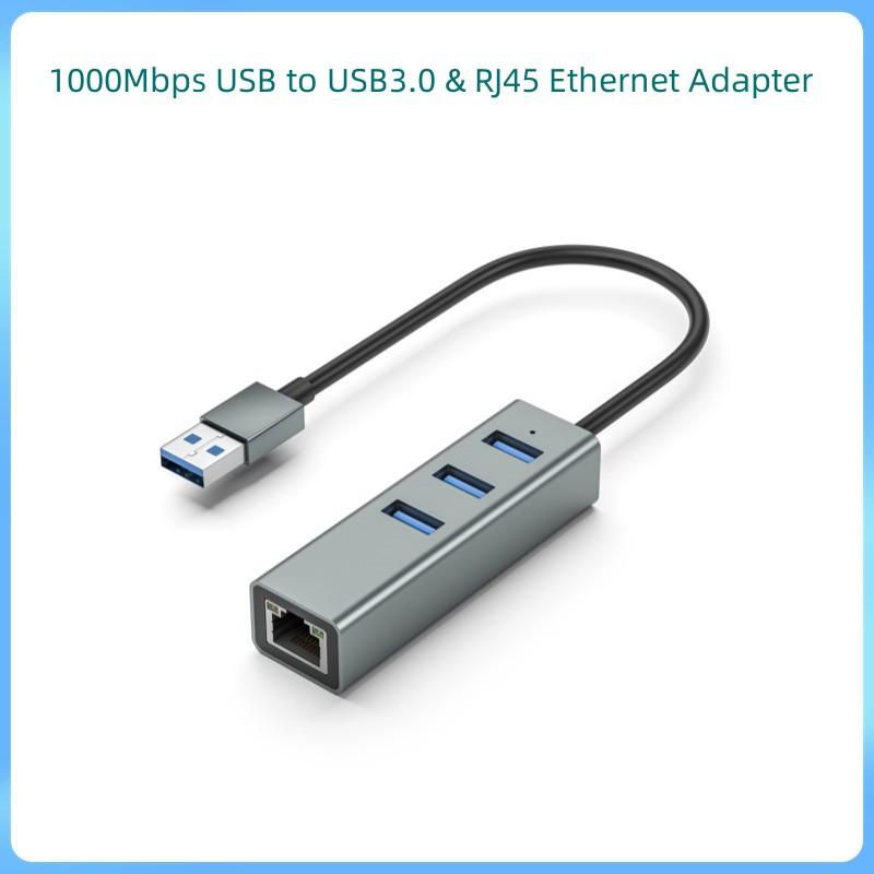 USB-C Docking Station with Gigabit Ethernet and USB 3.0 to RJ45 Adapter for Laptops & Tablets