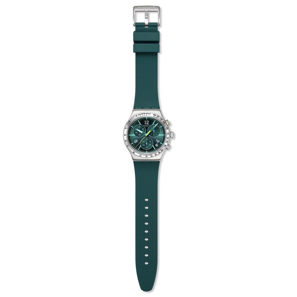 Swatch NEW IRONY CHRONO GREENSHIFT GLOW Green Wristwatch, YVS535, Unisex, Adult,