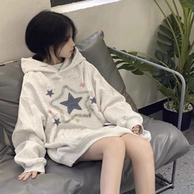 2024 Japansk Kawaii Vintage Hettegensere Y2k Estetisk Stjernetrykk Hettegenser Harajuku Gensere Grunge Streetwear Hettegenser Moletom