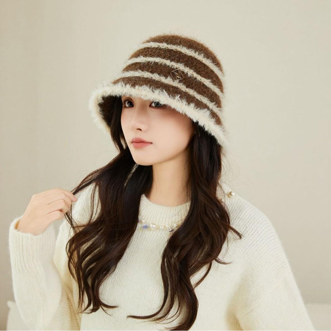 

Новая вязаная шерстяная шляпа-рыбак для женщин на осень и зиму, японская милая шляпа-ведро, большой обхват головы, подчеркивающая лицо, маленькая шляпа-тазик One Size