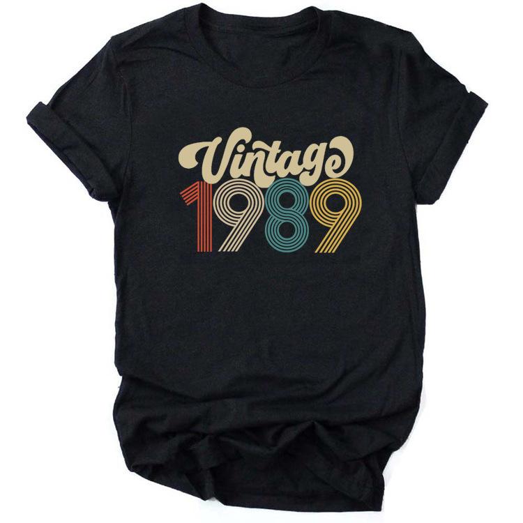Camiseta De Aniversrio Vintage 1970 Feminina Top Grfico Preto Harajuku Festa De Aniversrio De Quarentena Streetwear Casual