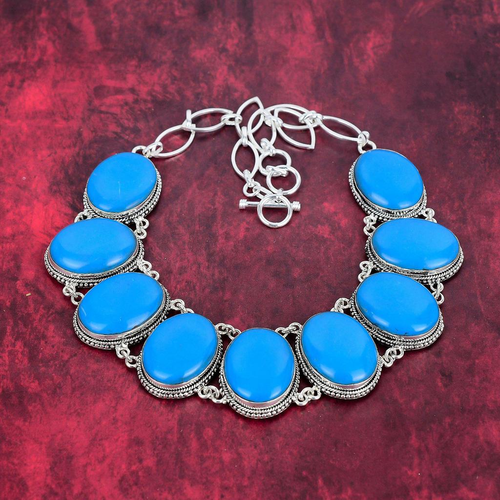 Arizona Turquoise 925 Solid Sterling Silver Necklace With Adjustable Chain, Handmade Gemstone Jewelry Necklace For Memorial Day
