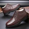Men's Cotton Shoes Middle-aged and Elderly Leather Men's Winter Warm Piled Thickened Cowhide Non-slip Large Size Dad Leather Cotton Shoes
