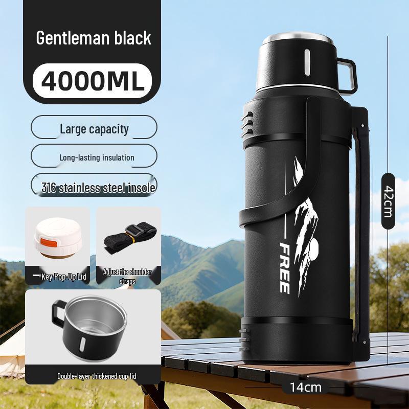 Large Capacity 316 Stainless Steel Insulated Thermos Flask with Portable Design for Outdoor and Travel Use