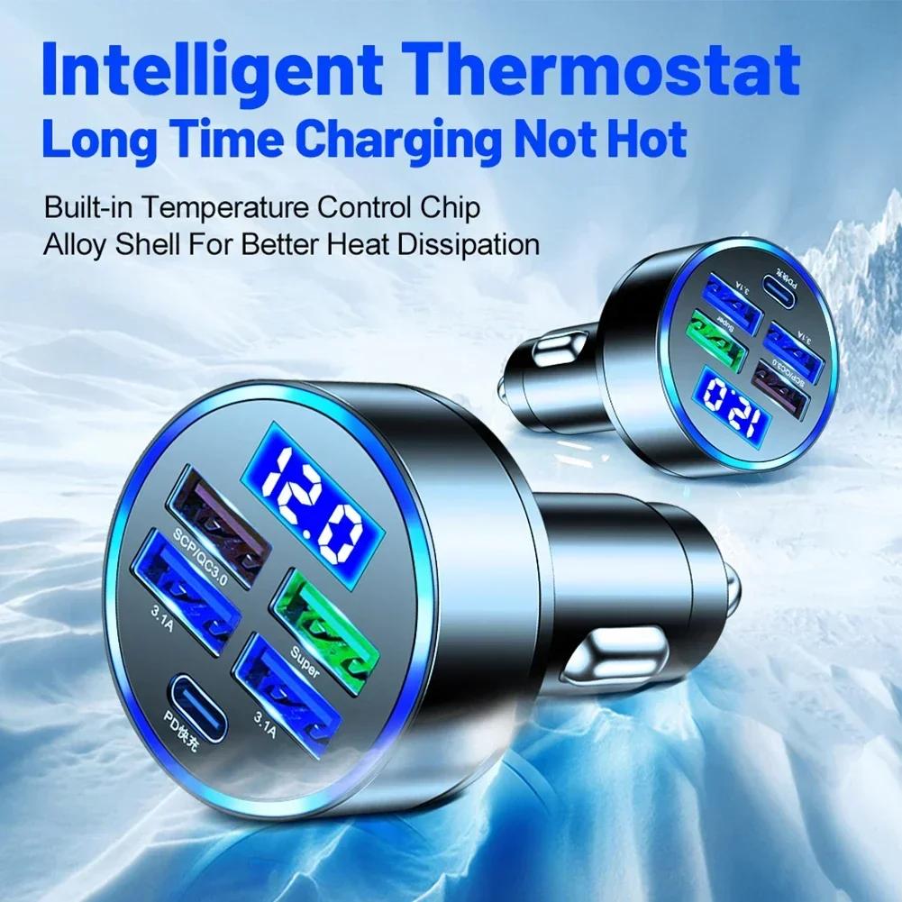 150W Fast Car Charger 4-port USB With Type-C Universal Socket Adapter Potable Auto Chargers Adapters