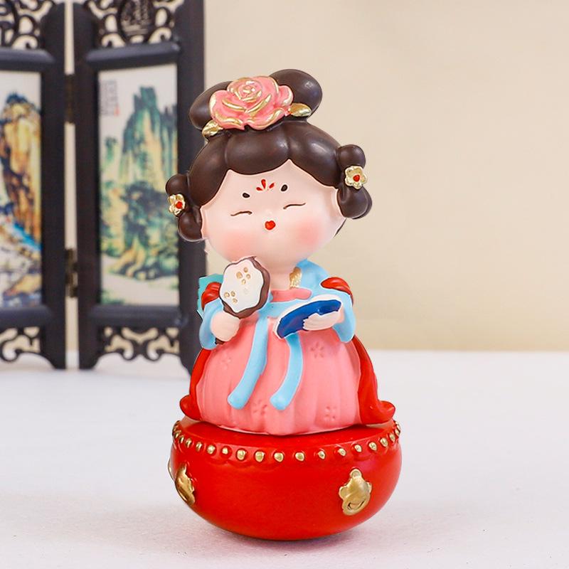 Creative Ancient Tang Lady Figurine: National Tide Style Desktop Ornament