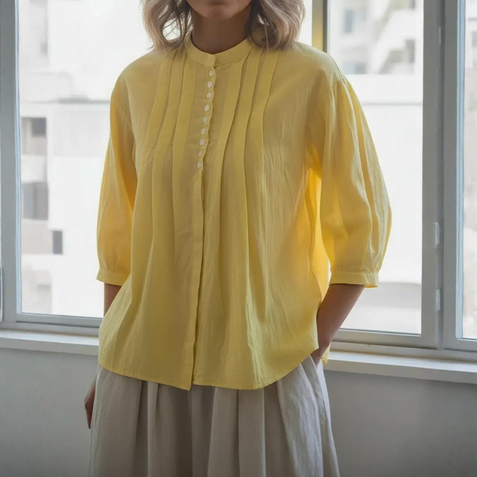 

Women s Fashionable Casual Solid-color Top XL жовтий