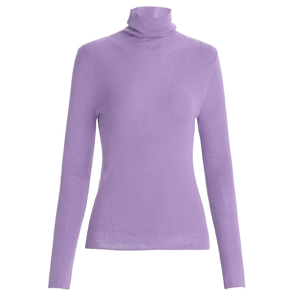 Zhili Women's Spring 2025 Multicolor Slim Fit High Collar Long-Sleeve Knitted Sweater